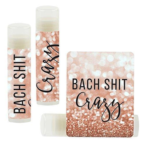 Bachelorette Faux Rose Gold Glitter Shimmer, Lip Balm Favors-Set of 12-Andaz Press-Bach Shit Crazy-