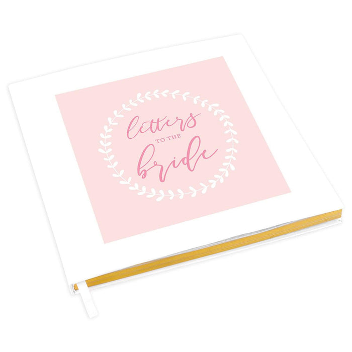 Bachelorette Party Notebook for Bridal Shower Guest Book – 12 Designs Available-Set of 1-Andaz Press-Letters to the Bride Pink with White Wreath-