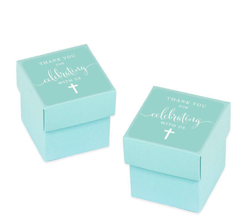 Baptism & Christening Square Party Favor Boxes, Thank You for Celebrating With Us-Set of 20-Andaz Press-Diamond Blue-