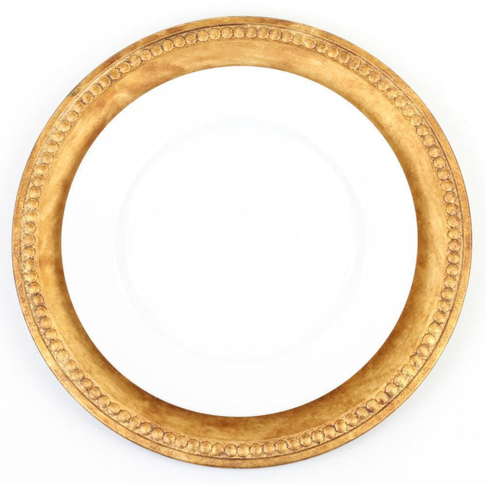 Beaded Antique Gold Gilt Charger Plates-Set of 4-Koyal Wholesale-