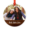 Best Collection, Photo Personalized Christmas Metal Ornament, Rustic Wood-Set of 1-Andaz Press-Best Sister Ever-