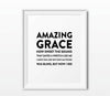 Bible Verses Religious Wall Art, Modern Black and White-Set of 1-Andaz Press-Amazing Grace Hymn, Short Version-