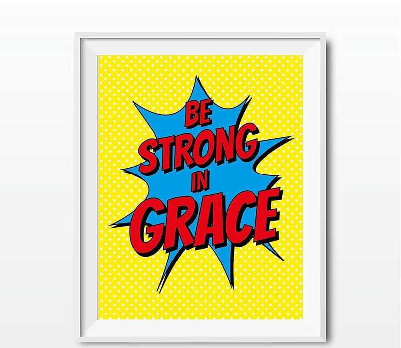 Bible Verses Religious Wall Art, Superhero Pop Art-Set of 1-Andaz Press-Grace Upon Grace Quotation, Bible John 1:16-