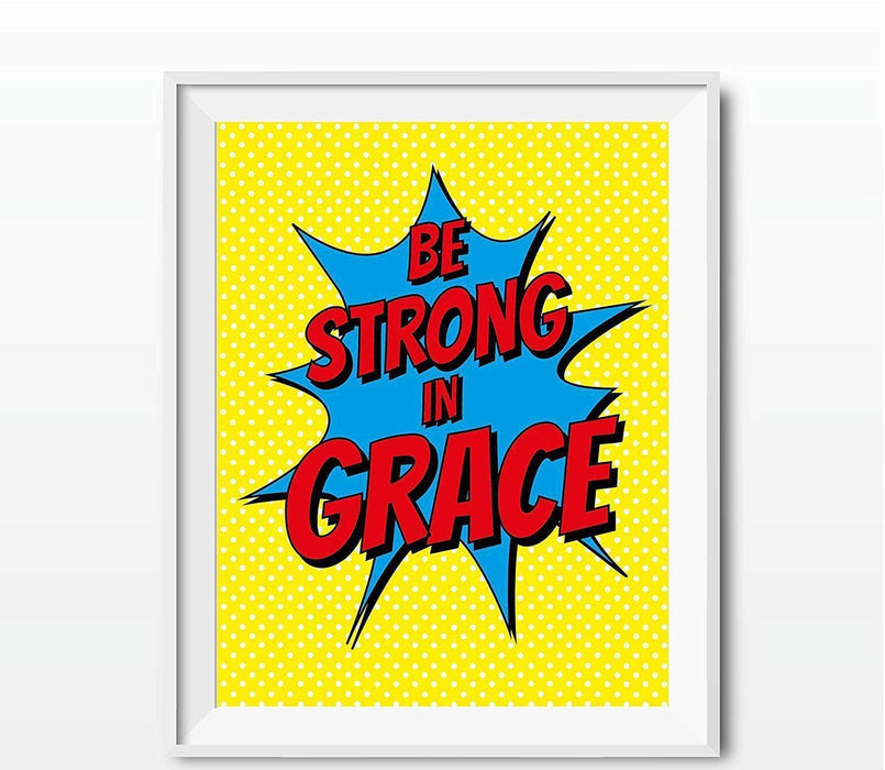 Bible Verses Religious Wall Art, Superhero Pop Art-Set of 1-Andaz Press-Be Strong in Grace Quotation, Bible 2 Timothy 2:1-