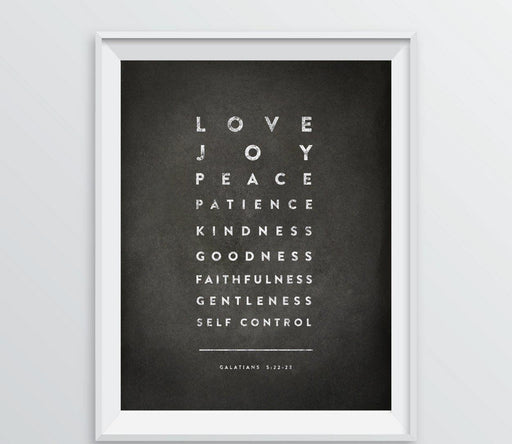 Bible Verses Religious Wall Art, Vintage Chalkboard-Set of 1-Andaz Press-Love Joy Peace Patience Kindness, Galatians 5:22-23-