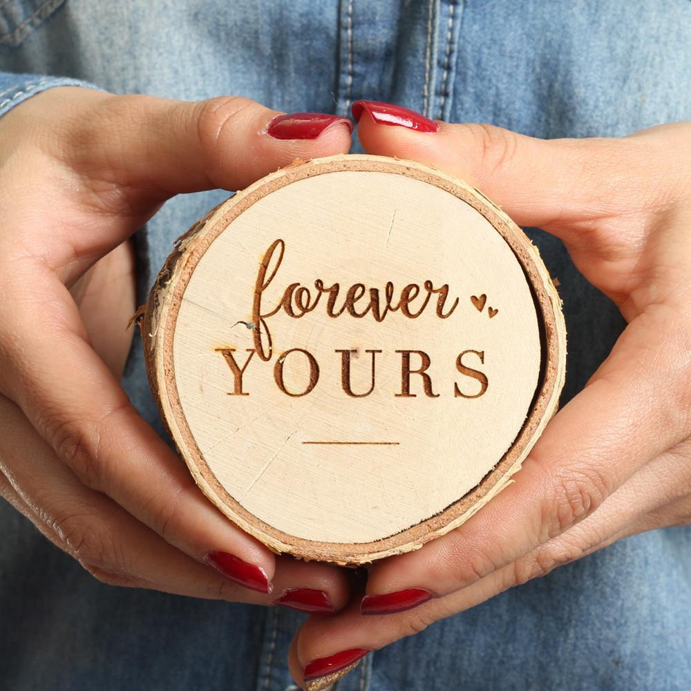 Birch Wood Engraved Ring Box-Set of 1-Koyal Wholesale-Forever Yours-