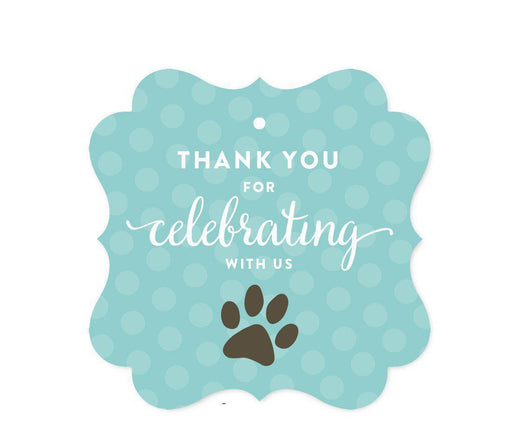 Birthday Fancy Frame Favor Gift Tags, Animal Pawprint Cat Dog Paw Print-Set of 24-Andaz Press-