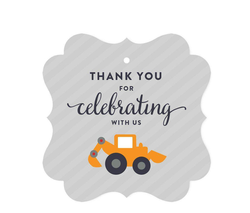 Birthday Fancy Frame Favor Gift Tags, Construction Truck Digger Excavator-Set of 24-Andaz Press-