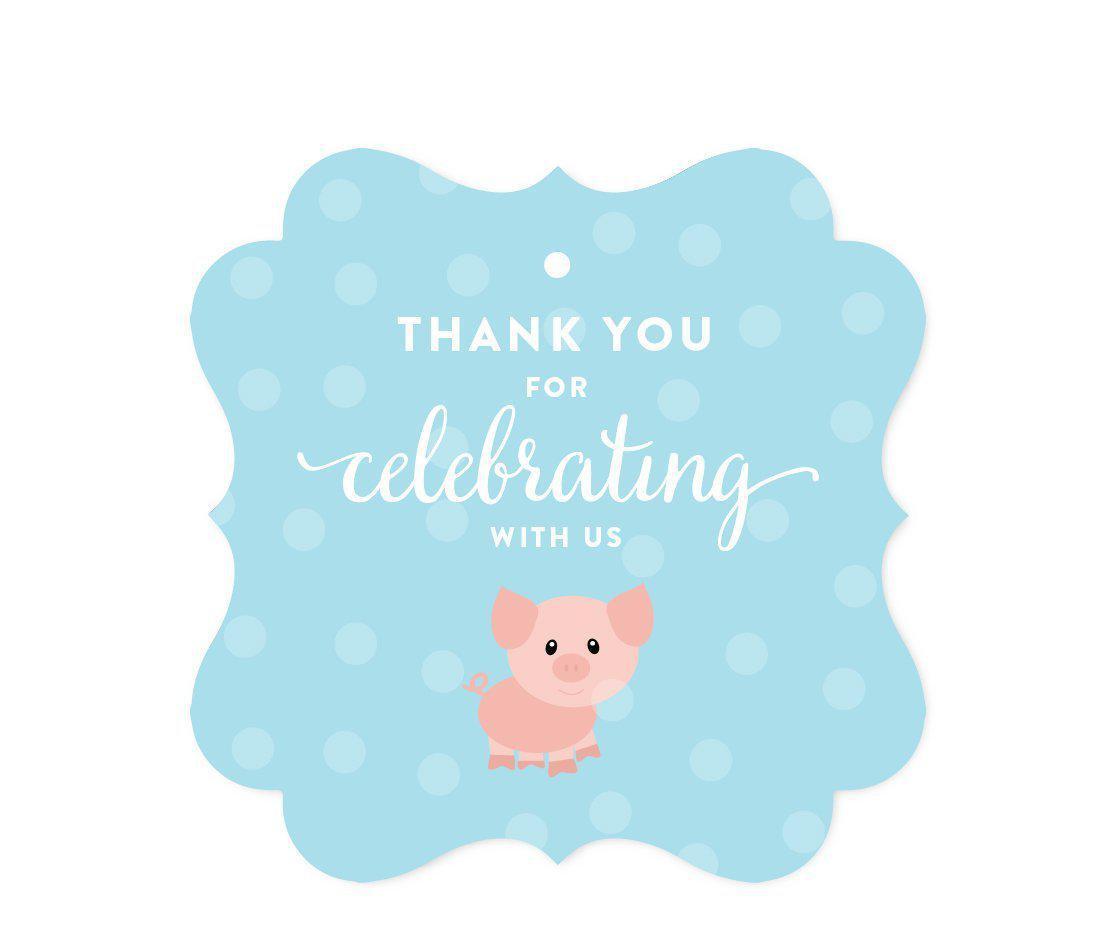 Birthday Fancy Frame Favor Gift Tags, Farm Animal Pig-Set of 24-Andaz Press-