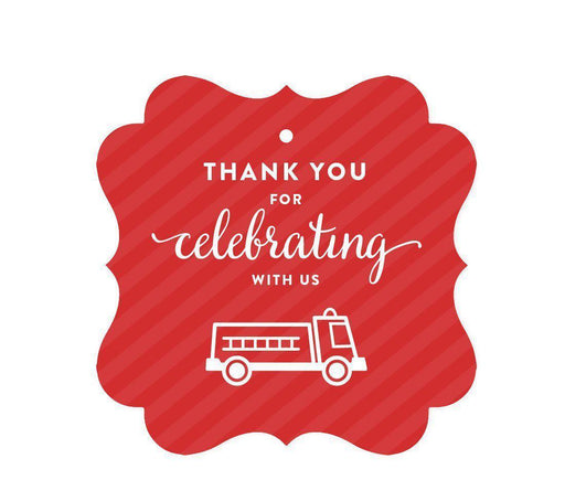 Birthday Fancy Frame Favor Gift Tags, Firetruck-Set of 24-Andaz Press-