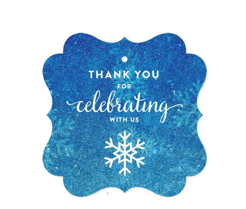 Birthday Fancy Frame Favor Gift Tags, Frozen Snowflake-Set of 24-Andaz Press-