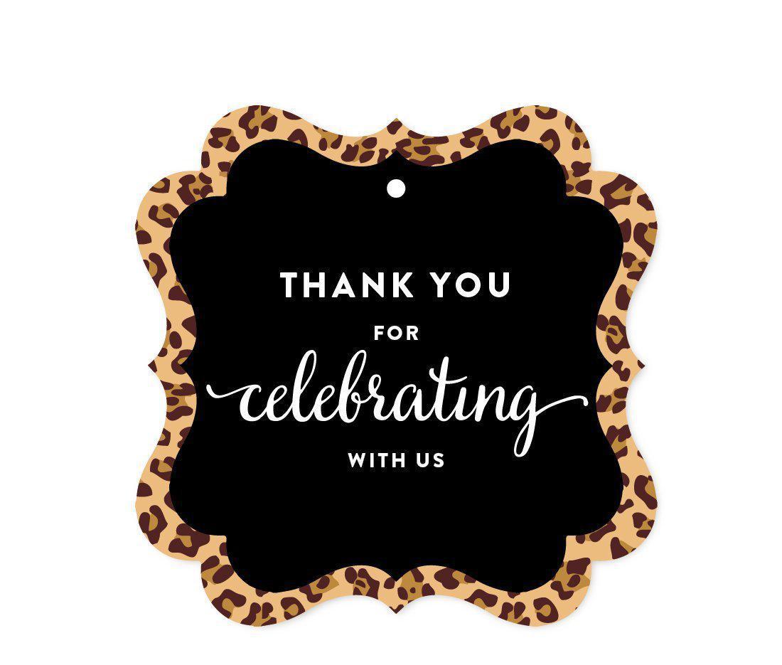 Birthday Fancy Frame Favor Gift Tags, Leopard Cheetah Print-Set of 24-Andaz Press-