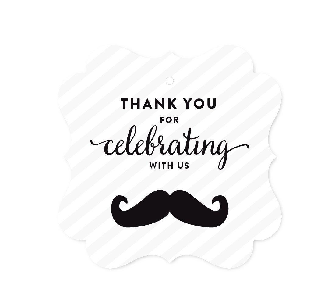 Birthday Fancy Frame Favor Gift Tags, Mustache Black-Set of 24-Andaz Press-