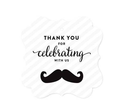 Birthday Fancy Frame Favor Gift Tags, Mustache Black-Set of 24-Andaz Press-