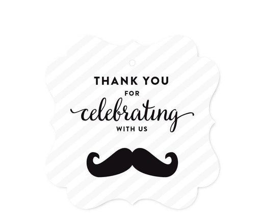 Birthday Fancy Frame Favor Gift Tags, Mustache Black-Set of 24-Andaz Press-