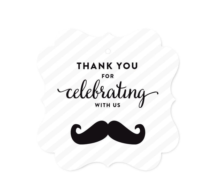 Birthday Fancy Frame Favor Gift Tags, Mustache Black-Set of 24-Andaz Press-