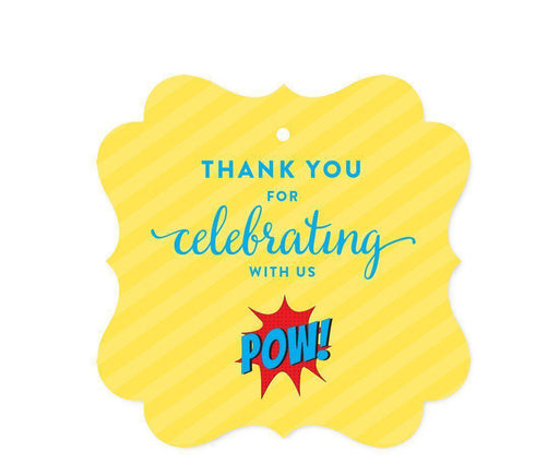 Birthday Fancy Frame Favor Gift Tags, Superhero Pow Bam-Set of 24-Andaz Press-