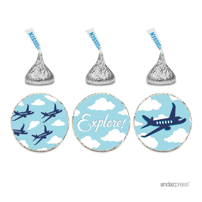 Birthday Hersheys Kisses Stickers-Set of 216-Andaz Press-Airplane and Clouds-