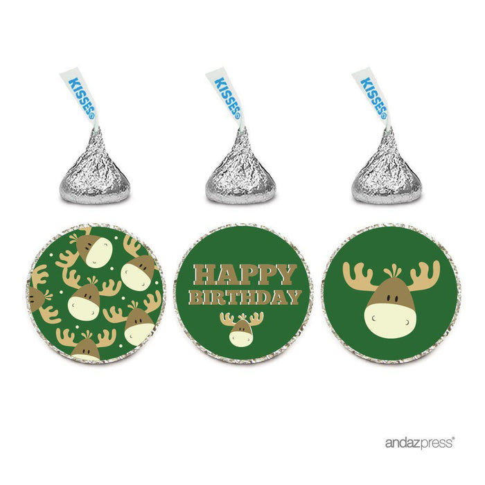 Birthday Hersheys Kisses Stickers-Set of 216-Andaz Press-Moose Happy Birthday-