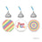 Birthday Hersheys Kisses Stickers-Set of 216-Andaz Press-Rainbow Stripes Rainbow Concentric Circles-