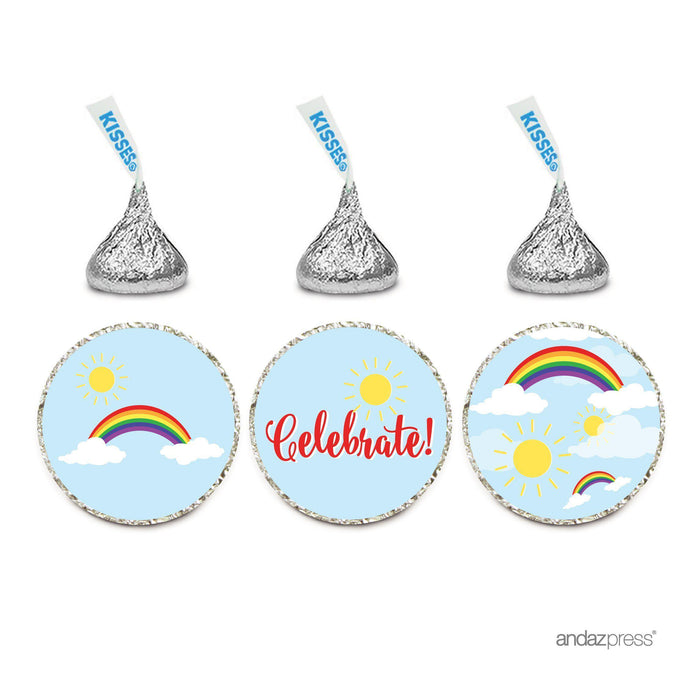 Birthday Hersheys Kisses Stickers-Set of 216-Andaz Press-Sun Clouds Rainbow-