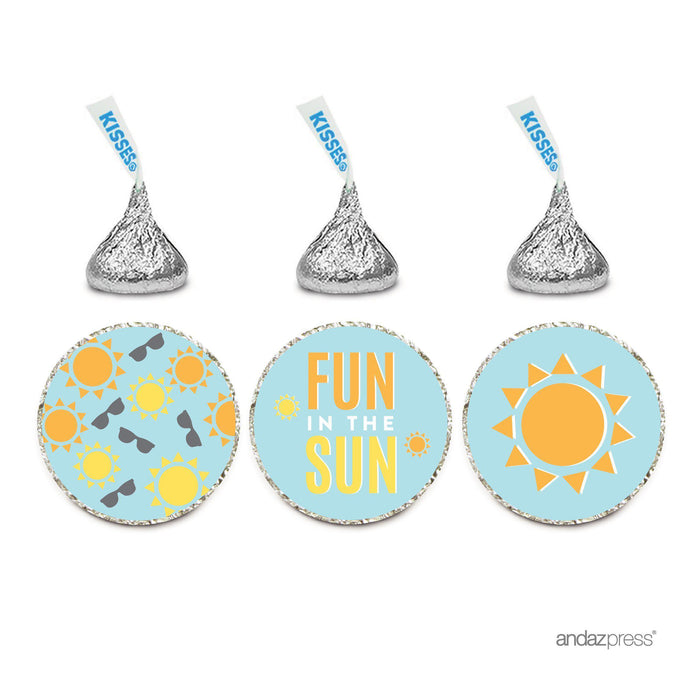 Birthday Hersheys Kisses Stickers-Set of 216-Andaz Press-Sunglasses Sun Fun in the Sun! Beach Themed Party-