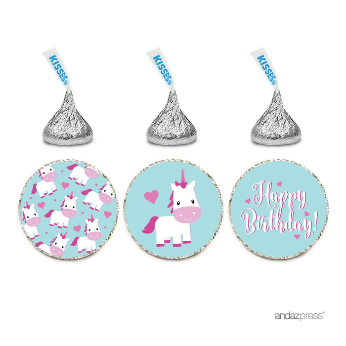 Birthday Hersheys Kisses Stickers-Set of 216-Andaz Press-Unicorn Happy Birthday-