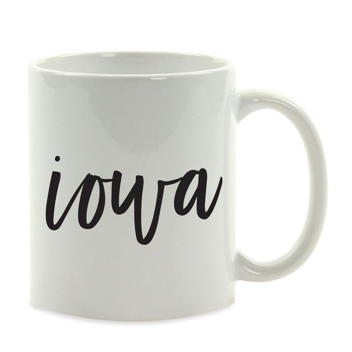 Black Calligraphy US State Ceramic Coffee Mug-Set of 1-Andaz Press-Alabama-