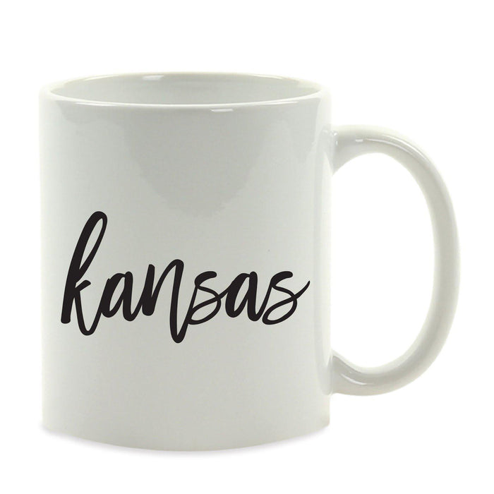 Black Calligraphy US State Ceramic Coffee Mug-Set of 1-Andaz Press-Alabama-