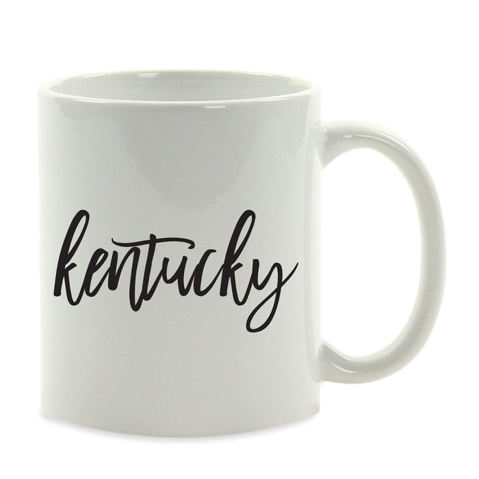 Black Calligraphy US State Ceramic Coffee Mug-Set of 1-Andaz Press-Alabama-