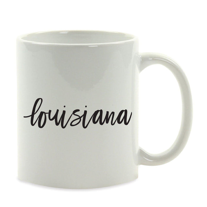 Black Calligraphy US State Ceramic Coffee Mug-Set of 1-Andaz Press-Alabama-