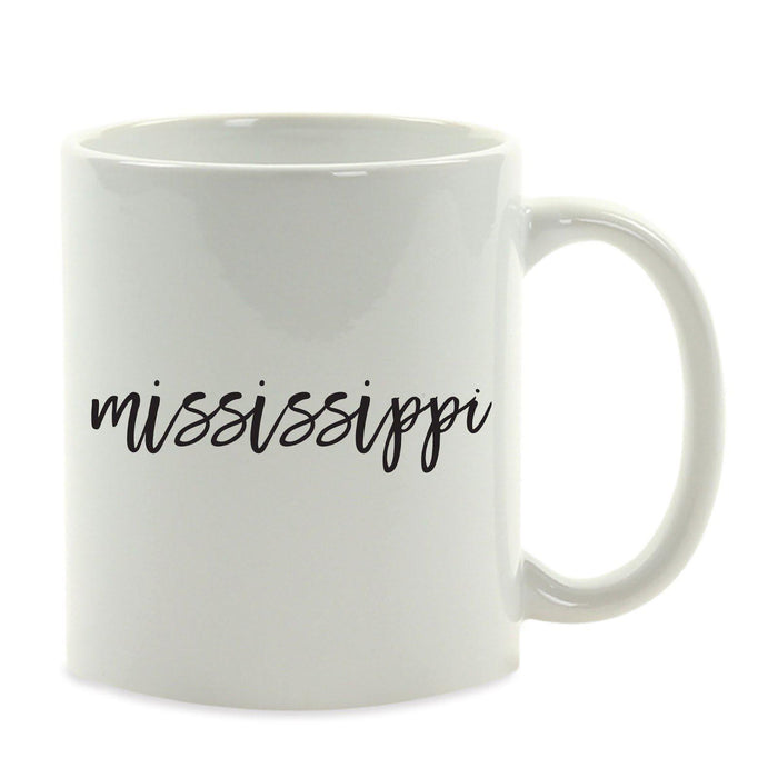 Black Calligraphy US State Ceramic Coffee Mug-Set of 1-Andaz Press-Alabama-
