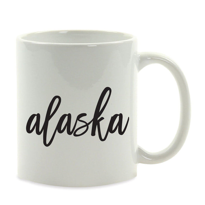 Black Calligraphy US State Ceramic Coffee Mug-Set of 1-Andaz Press-Alabama-