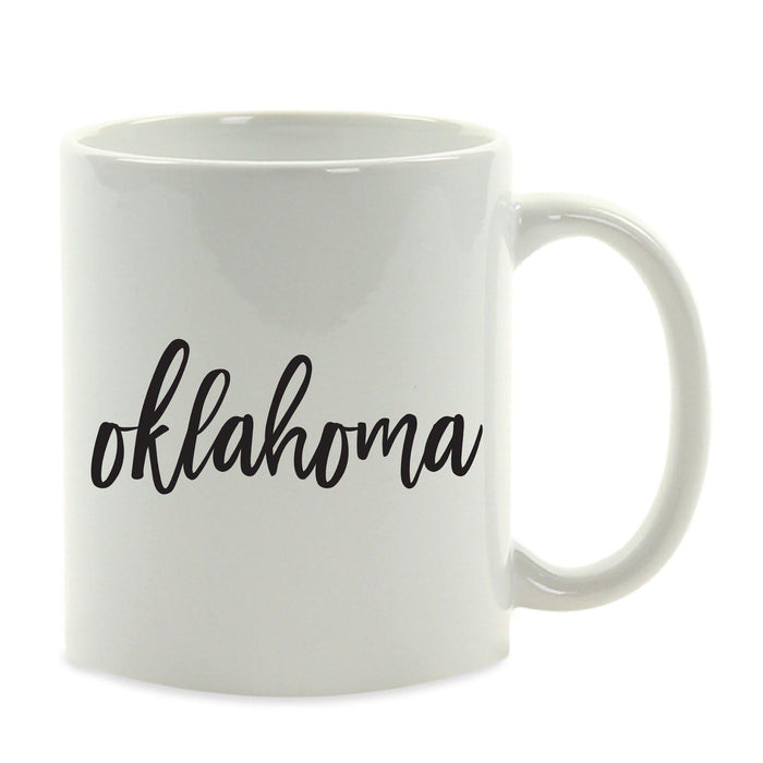 Black Calligraphy US State Ceramic Coffee Mug-Set of 1-Andaz Press-Alabama-