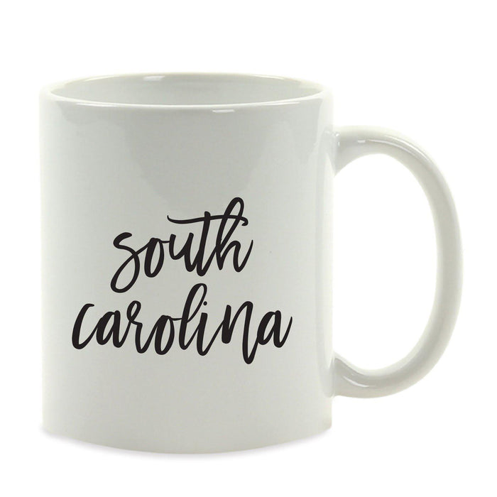 Black Calligraphy US State Ceramic Coffee Mug-Set of 1-Andaz Press-Alabama-