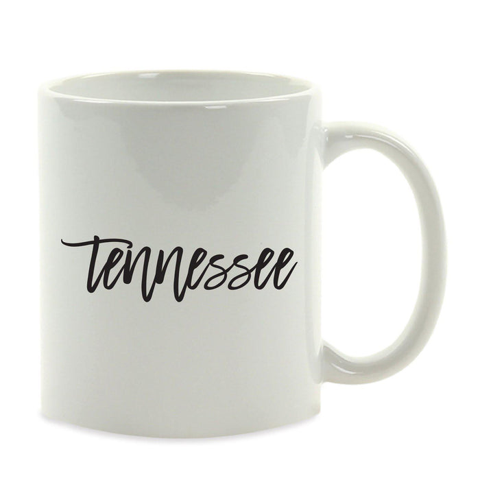 Black Calligraphy US State Ceramic Coffee Mug-Set of 1-Andaz Press-Alabama-