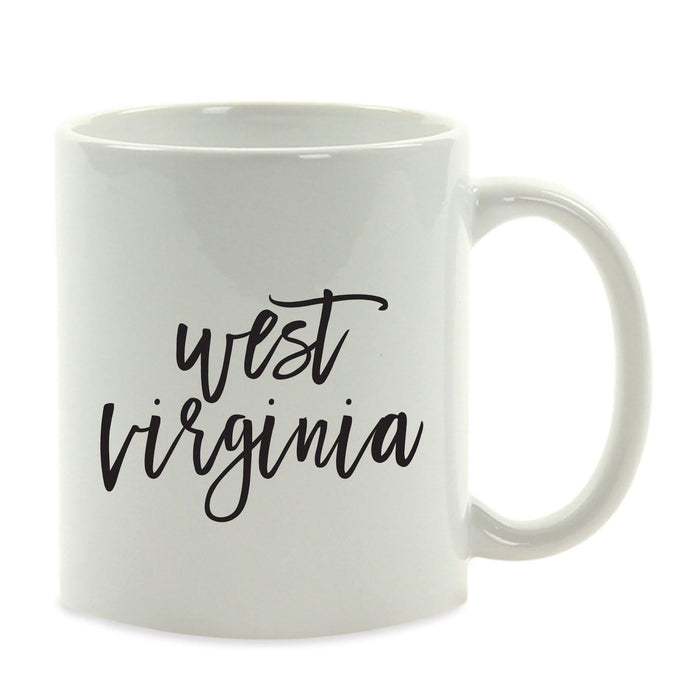 Black Calligraphy US State Ceramic Coffee Mug-Set of 1-Andaz Press-Alabama-