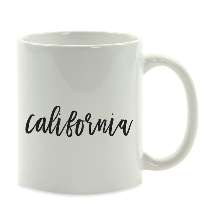 Black Calligraphy US State Ceramic Coffee Mug-Set of 1-Andaz Press-Alabama-