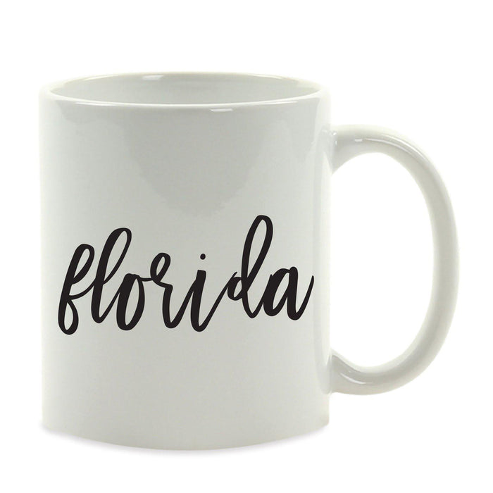 Black Calligraphy US State Ceramic Coffee Mug-Set of 1-Andaz Press-Alabama-