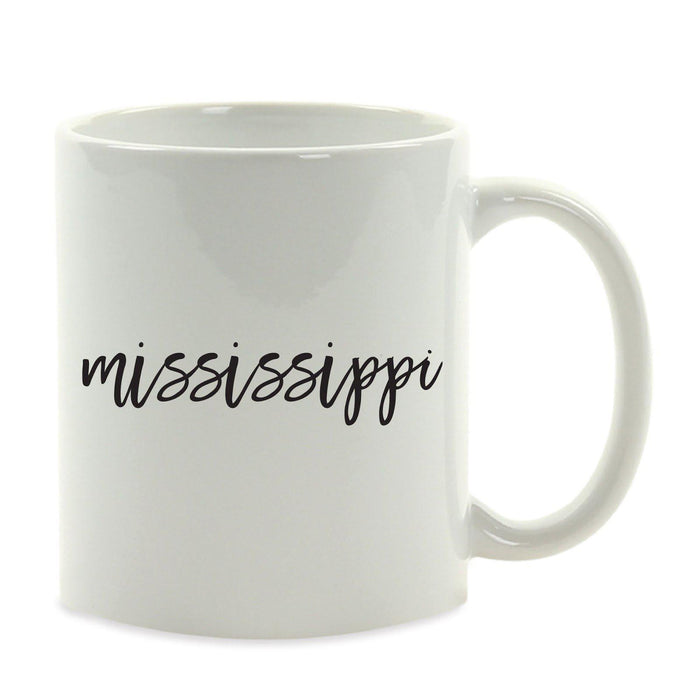 Black Calligraphy US State Ceramic Coffee Mug-Set of 1-Andaz Press-Mississippi-