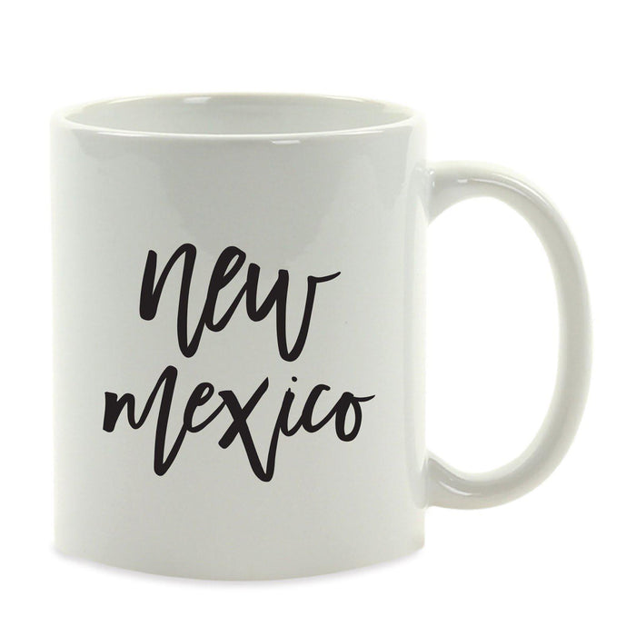 Black Calligraphy US State Ceramic Coffee Mug-Set of 1-Andaz Press-New Mexico-