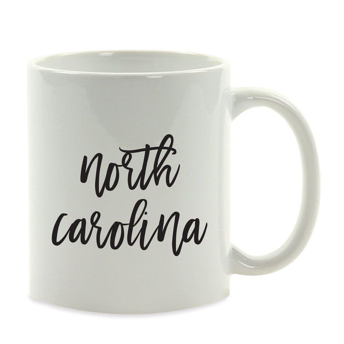Black Calligraphy US State Ceramic Coffee Mug-Set of 1-Andaz Press-North Carolina-