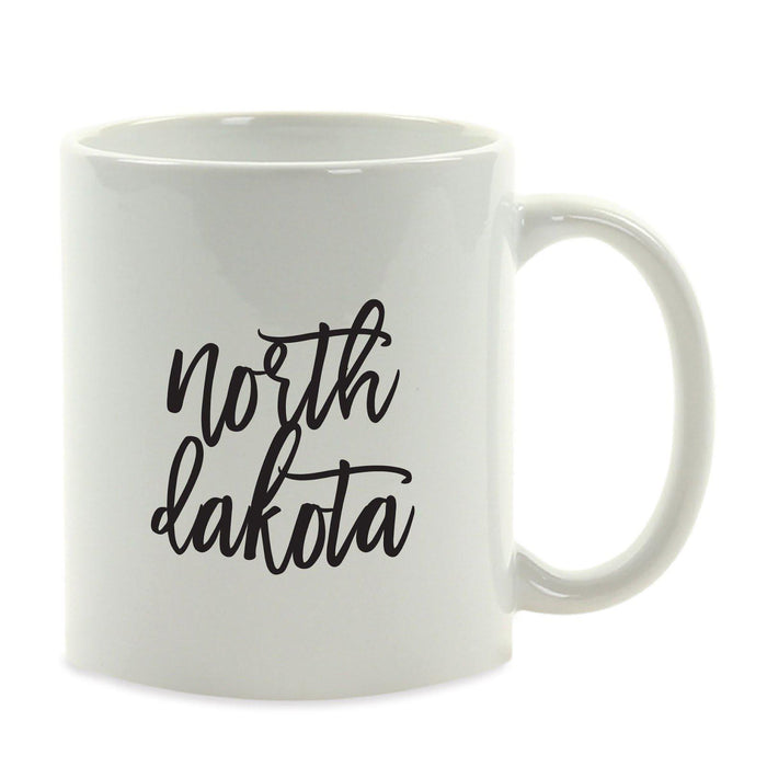 Black Calligraphy US State Ceramic Coffee Mug-Set of 1-Andaz Press-North Dakota-