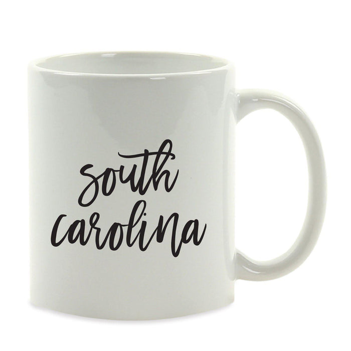 Black Calligraphy US State Ceramic Coffee Mug-Set of 1-Andaz Press-South Carolina-