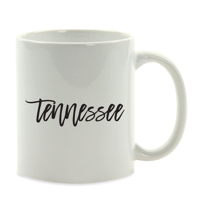 Black Calligraphy US State Ceramic Coffee Mug-Set of 1-Andaz Press-Tennessee-