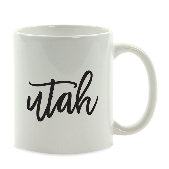 Black Calligraphy US State Ceramic Coffee Mug-Set of 1-Andaz Press-Utah-