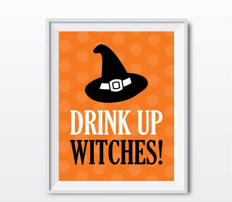 Black & Orange Classic Halloween Party Signs-Set of 1-Andaz Press-Drink Up Witches!-