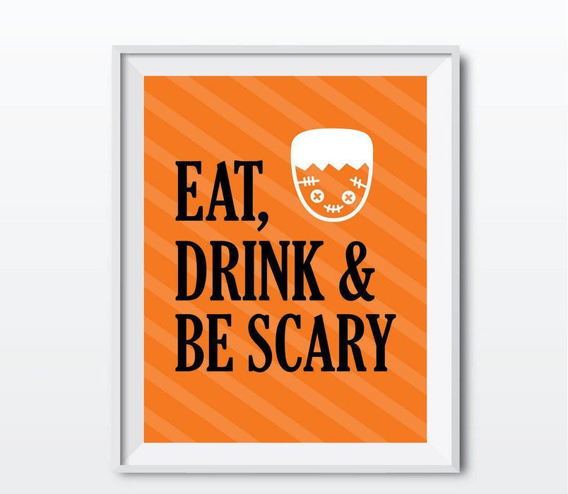 Black & Orange Classic Halloween Party Signs-Set of 1-Andaz Press-Eat, Drink, And Be Scary-