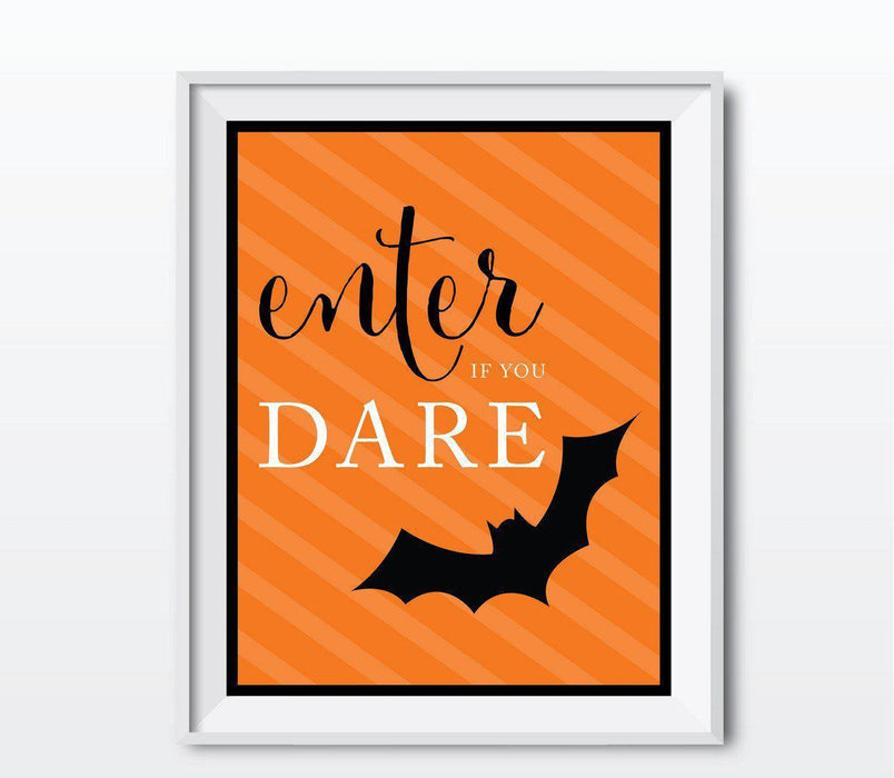 Black & Orange Classic Halloween Party Signs-Set of 1-Andaz Press-Enter If You Dare-