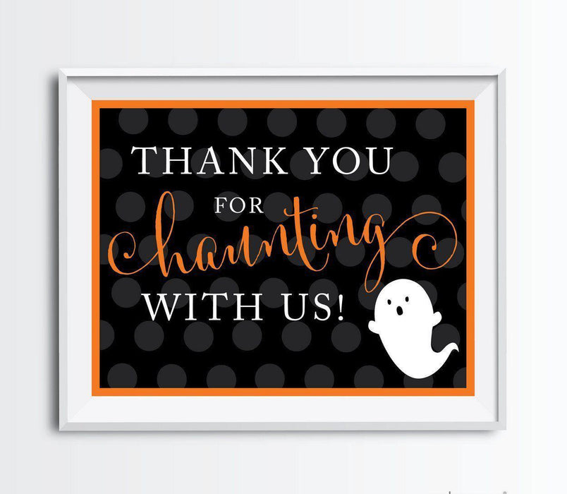 Black & Orange Classic Halloween Party Signs-Set of 1-Andaz Press-Thank You For Haunting With Us-